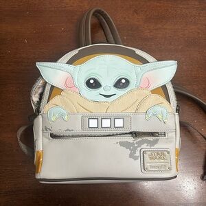 Loungefly Grogu Mini Backpack in Beige, Green and Tan